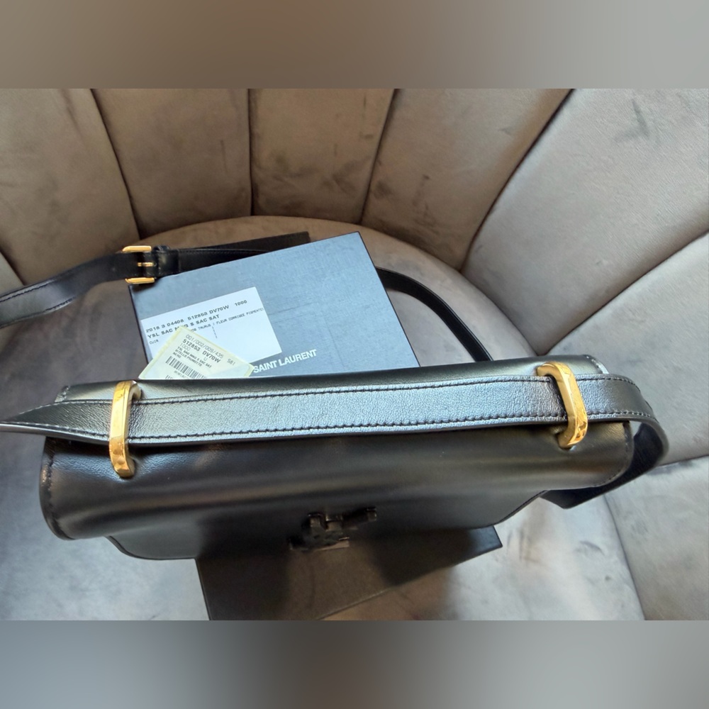 Yves Saint Laurent Spontini Saddle Bag Black in Smooth Calfskin Monogram Camera - Picture 10 of 17